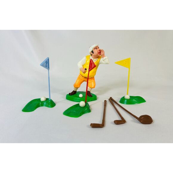 Vintage 1974 Wilton Golf Cake Decorating Accessories Club Flag Golfer - Picture 1 of 9